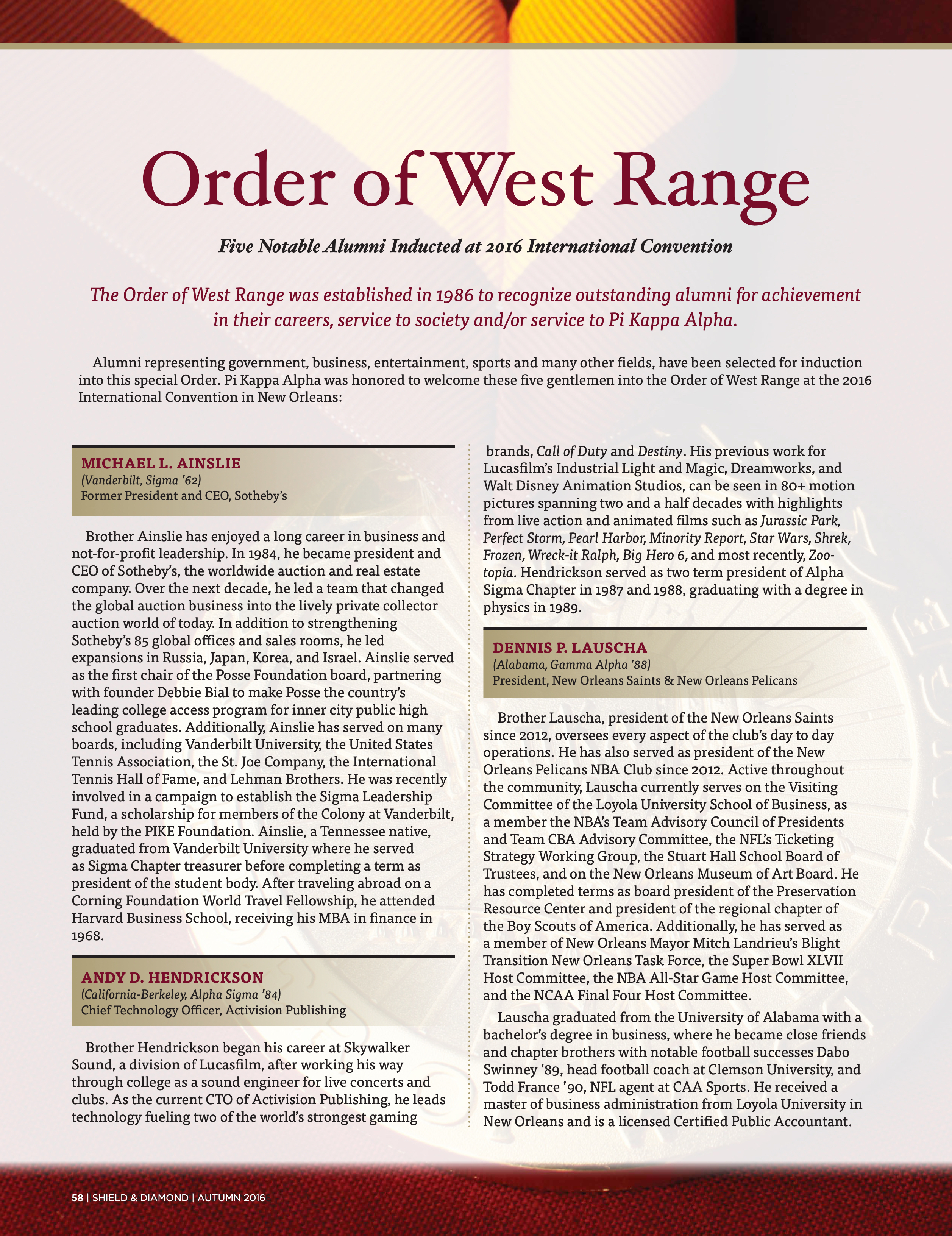 Order of West Range
